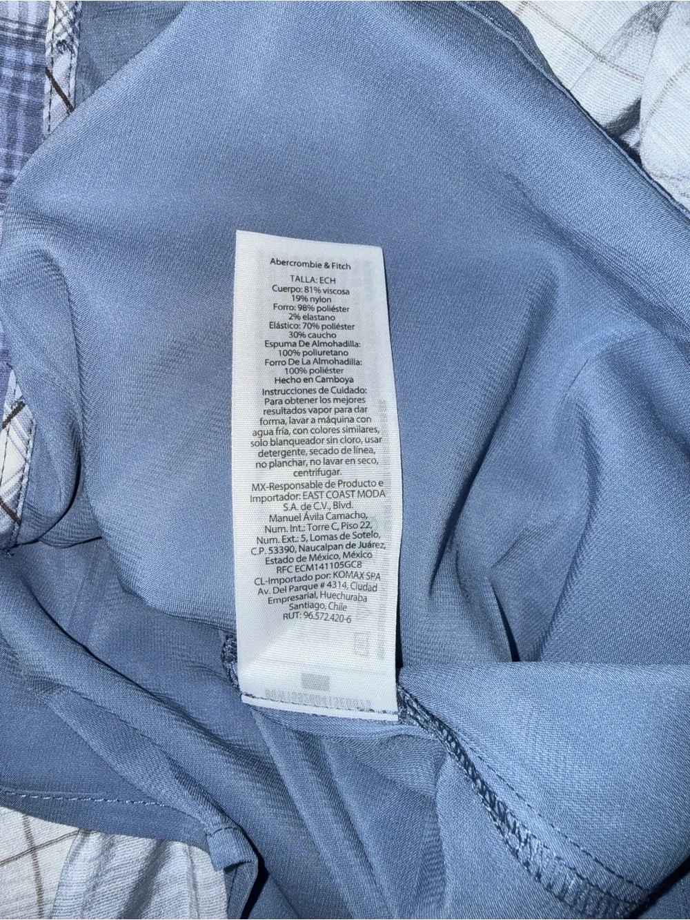 Abercrombie & Fitch Light Blue Plaid Smocked Maxi Dress